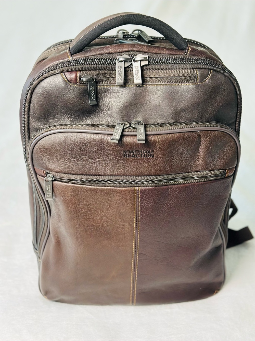 Kenneth Cole Reaction Full Grain Leather 16” Laptop Tablet Travel Backpack